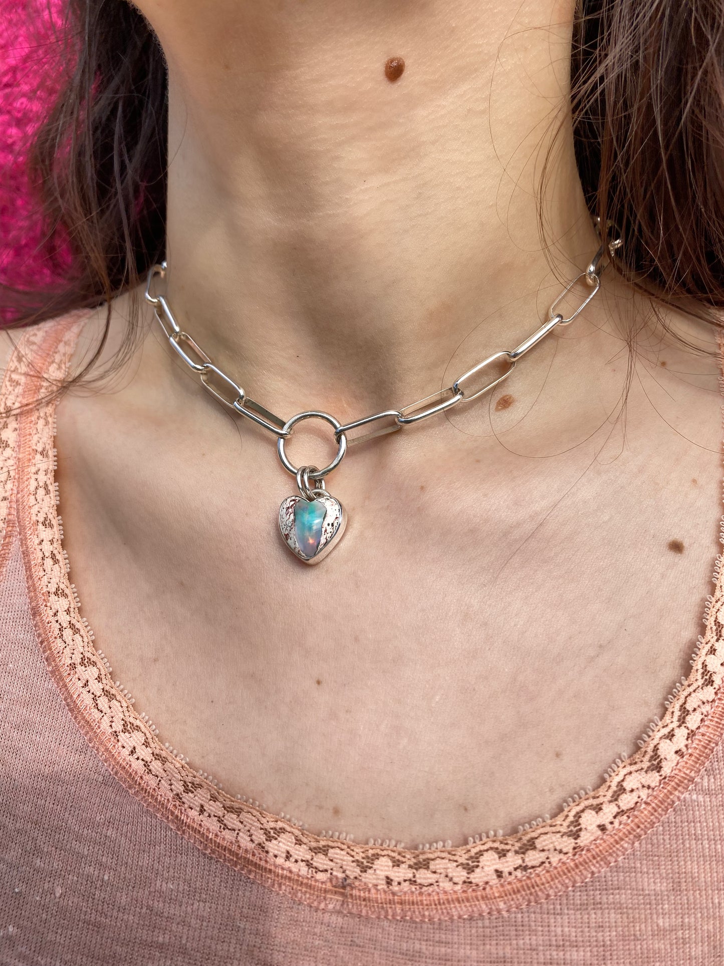 opal heart choker