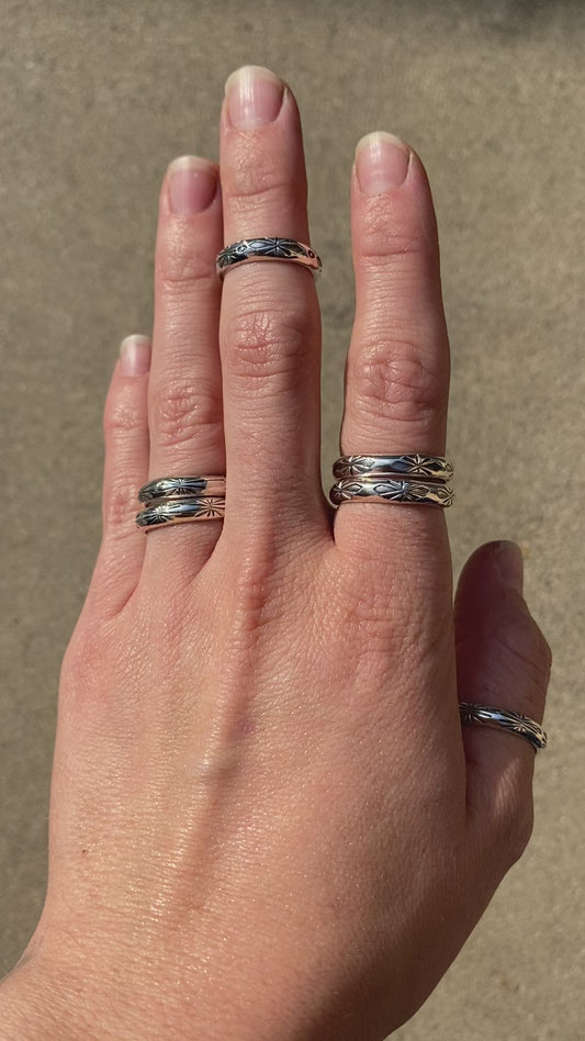 stamped silver stackers